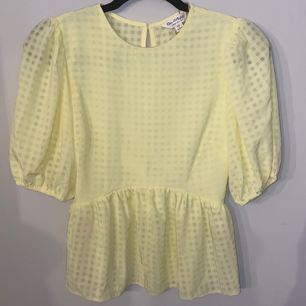 Miss Selfridge (ASOS) Yellow Gingham Peplum Blouse SIZE 2